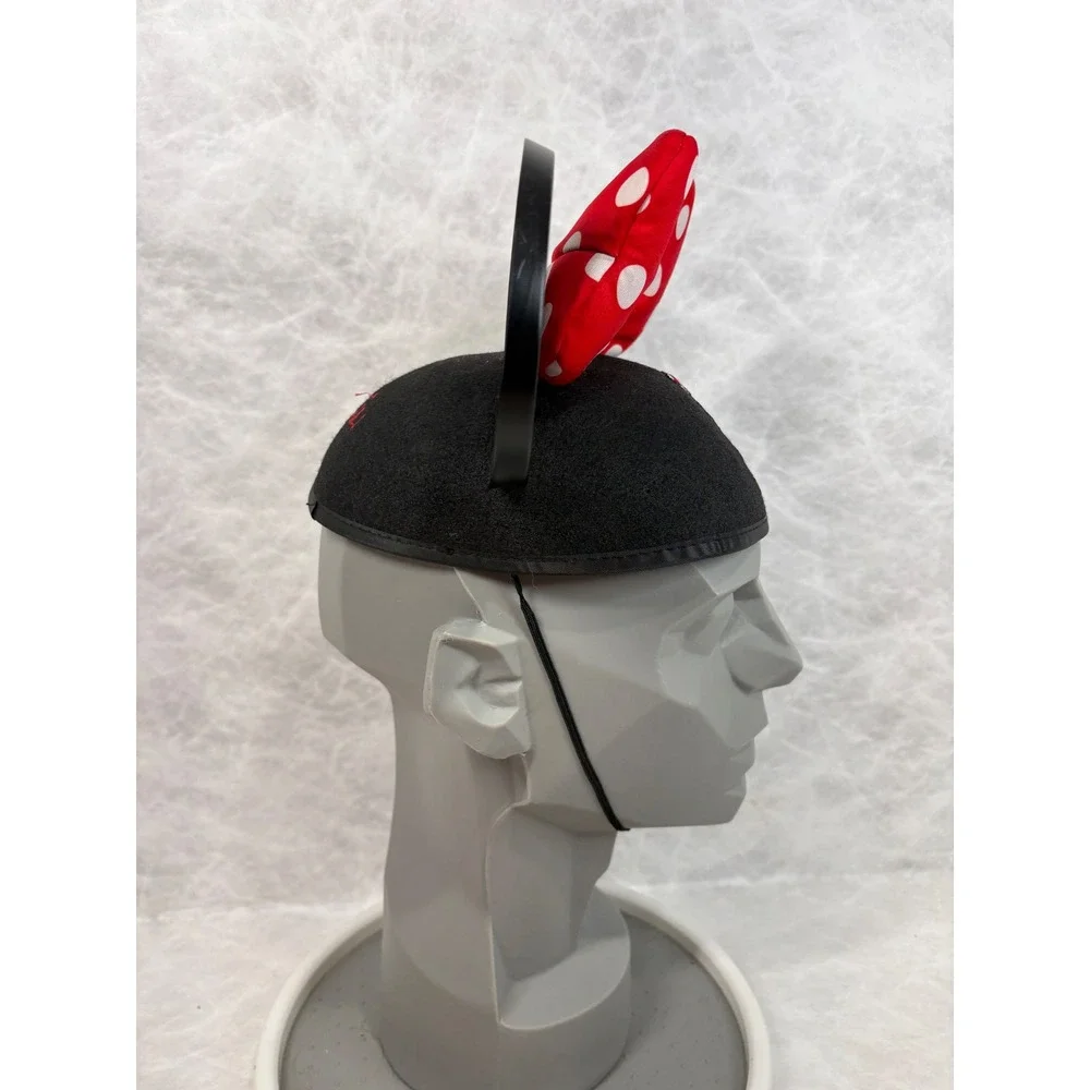 Disney Parks Minnie Mouse Ear Hat Youth Black Red Polka Dot Bow Madeline Name